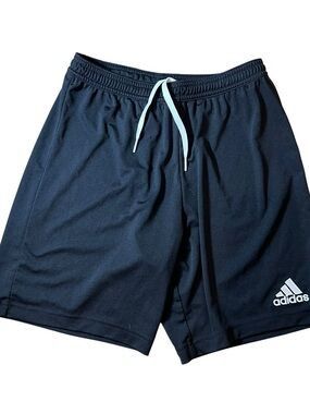 adidas Men's Navy Athletic Shorts with Light Blue Drawstring